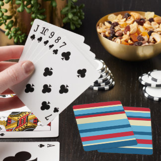 Kleurrijke rode en blauwe horizontale strepen pokerkaarten
