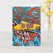 Kleurrijke rode en blauwe magische bossen kaart (Gele Bloem)