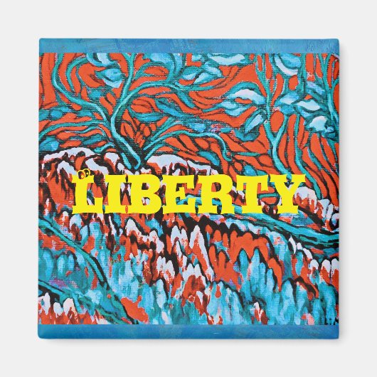 Kleurrijke rode en blauwe magische bossen magneet (Voorkant)