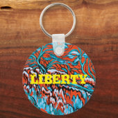 Kleurrijke rode en blauwe magische bossen sleutelhanger (Voorkant)