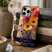 Kleurrijke Rode en Gele Wilde Bloem Gepersonalisee Case-Mate iPhone Case