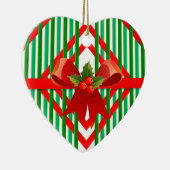 Kleurrijke rode en groene kerstboog retro keramisch ornament (Rechts)