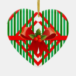 Kleurrijke rode en groene kerstboog retro keramisch ornament