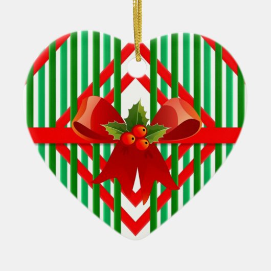 Kleurrijke rode en groene kerstboog retro keramisch ornament (Voorkant)