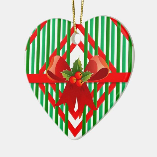 Kleurrijke rode en groene kerstboog retro keramisch ornament (Links)