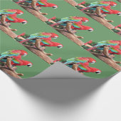 Kleurrijke rode en groene papegaaien vakantie Kers Cadeaupapier (Hoek)