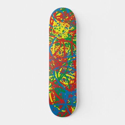 Kleurrijke rode gele blauwe graffiti persoonlijk skateboard (Voorkant)