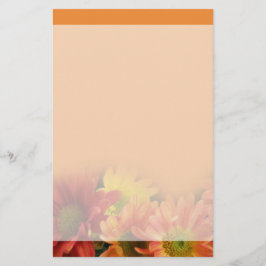 Kleurrijke rode, gele en oranje margrietbloemen. briefpapier