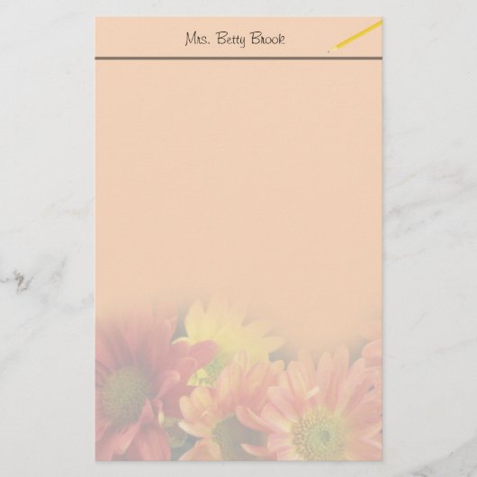 Kleurrijke rode, gele en oranje melkbloemen. briefpapier (Voorkant)