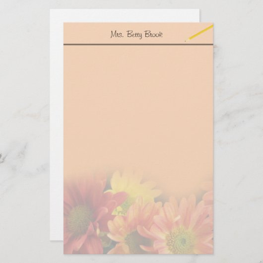 Kleurrijke rode, gele en oranje melkbloemen. briefpapier (Voorkant / Achterkant)