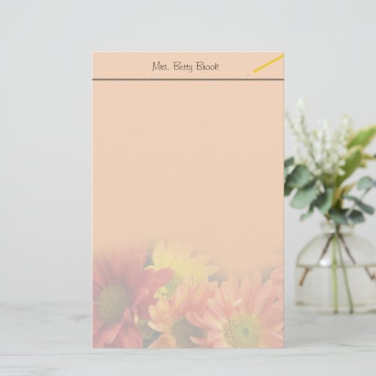 Kleurrijke rode, gele en oranje melkbloemen. briefpapier (Staand voorkant)