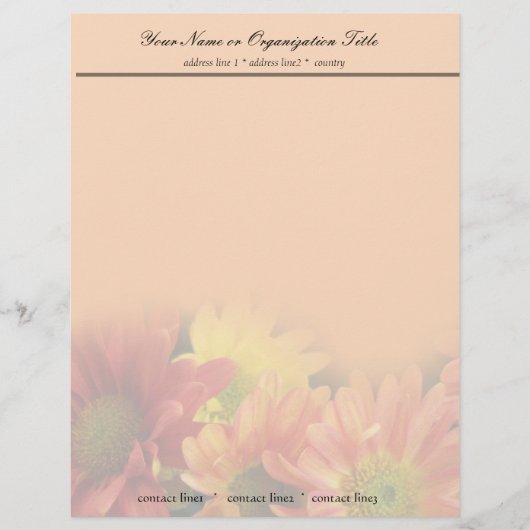 kleurrijke rode, gele, oranje dagbloemen bruiloft briefhoofd (Voorkant)