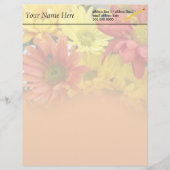 kleurrijke rode, gele, oranje dagbloemen bruiloft briefhoofd ontwerp (Voorkant)