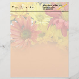 kleurrijke rode, gele, oranje dagbloemen bruiloft briefhoofd ontwerp