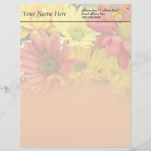 kleurrijke rode, gele, oranje dagbloemen bruiloft briefhoofd ontwerp (Voorkant)