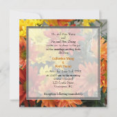 Kleurrijke rode, gele, oranje dagbloemen bruiloft kaart (Voorkant)