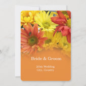 Kleurrijke rode, gele, oranje, melkachtige bruilof kaart (Achterkant)
