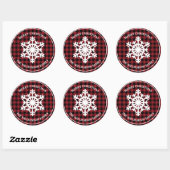 Kleurrijke rode geruite Kerstcadeaubijsl sticker (Vel)