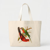 Kleurrijke  rode & groene papegaaien illustratie grote tote bag (Voorkant)
