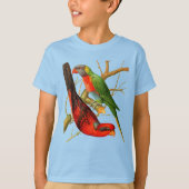 Kleurrijke  rode & groene papegaaien illustratie t-shirt (Voorkant)