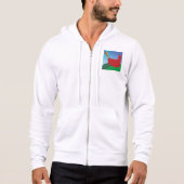 Kleurrijke Rode Haan met Regenboogstaart op Heuvel Hoodie (Voorkant)