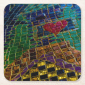 Kleurrijke rode hart mozaïek kartonnen onderzetters (Voorkant)