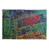 Kleurrijke rode hart mozaïek kussensloop (Achterkant-Links)