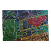 Kleurrijke rode hart mozaïek kussensloop (Achterkant-Rechts)