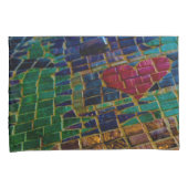 Kleurrijke rode hart mozaïek kussensloop (Voorkant-Rechts)