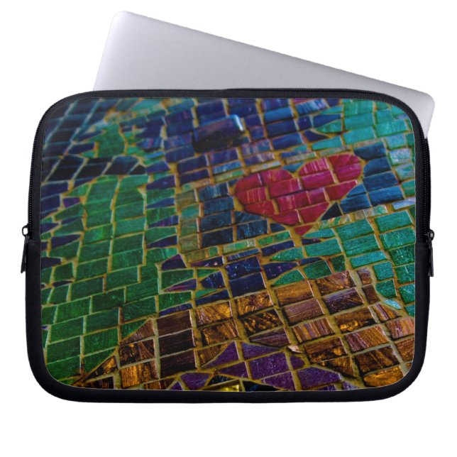 Kleurrijke rode hart mozaïek laptop sleeve (Voorkant)