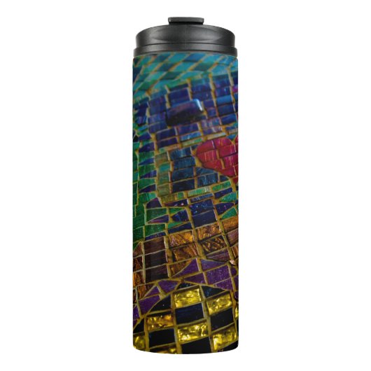 Kleurrijke rode hart mozaïek thermosbeker (Voorkant)