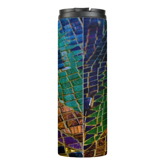 Kleurrijke rode hart mozaïek thermosbeker (Achterkant)