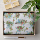 Kleurrijke Rode Holly en Blauw Vergeet me Nots Tissuepapier (Geschenk)