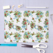 Kleurrijke Rode Holly en Blauw Vergeet me Nots Tissuepapier (Craft)