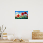 Kleurrijke rode klaprozen kunstdruk poster (Keuken)