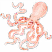 Kleurrijke Rode Koraal Octopus Strand Ocean Decor Sticker (Voorkant)