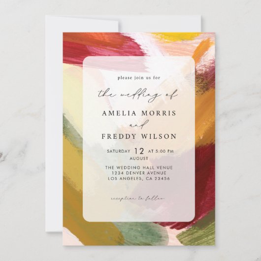 Kleurrijke rode levendige hand geschilderd Abstrac Kaart (Voorkant)