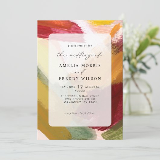 Kleurrijke rode levendige hand geschilderd Abstrac Kaart (Staand voorkant)