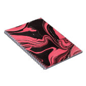 Kleurrijke rode marmer-inktpapiertexturen op witte notitieboek (Rechterzijde)