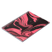 Kleurrijke rode marmer-inktpapiertexturen op witte notitieboek (Linkerzijde)