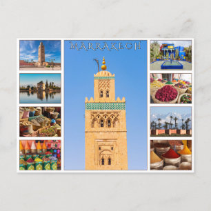 Kleurrijke rode Marrakech Marokkaanse architectuur Briefkaart