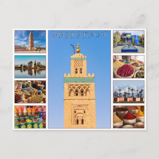 Kleurrijke rode Marrakech Marokkaanse architectuur Briefkaart (Voorkant)