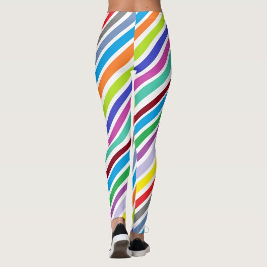 Kleurrijke rode Paarse Abstracte strepen met schui Leggings (Achterkant)