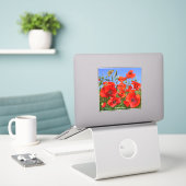 Kleurrijke rode papaver Contour Sticker (Laptop op bureau)