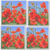 Kleurrijke rode papaver Contour Sticker (Voorkant)