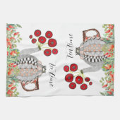 Kleurrijke rode papaver Teapot Kitchen Towel Theedoek (Horizontaal)