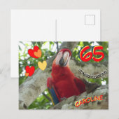 Kleurrijke Rode Papegaai 65e Verjaardagansichtkaar Briefkaart (Voorkant / Achterkant)