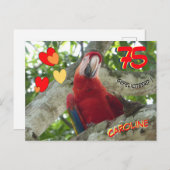 Kleurrijke Rode Papegaai 75e Verjaardagansichtkaar Briefkaart (Voorkant / Achterkant)