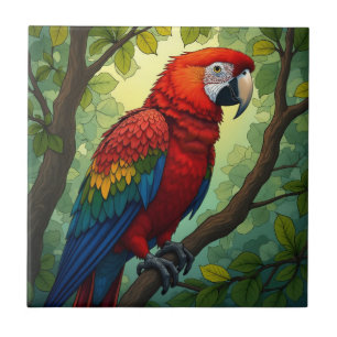 Kleurrijke Rode Parrot Art Home Decor Keramische T Tegeltje