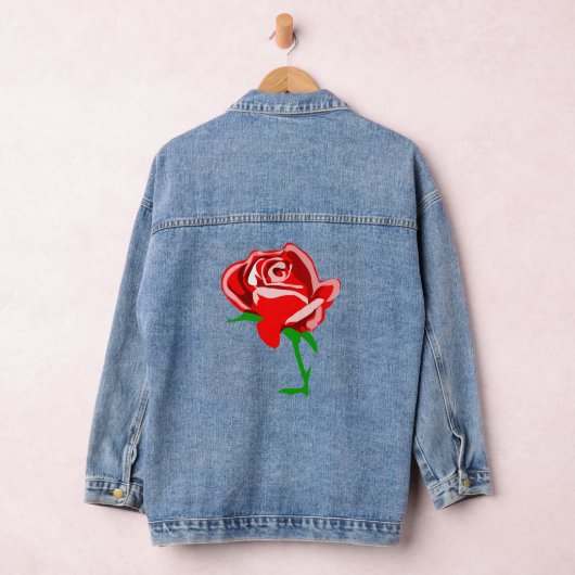 Kleurrijke rode roos denim jacket (Hangar)